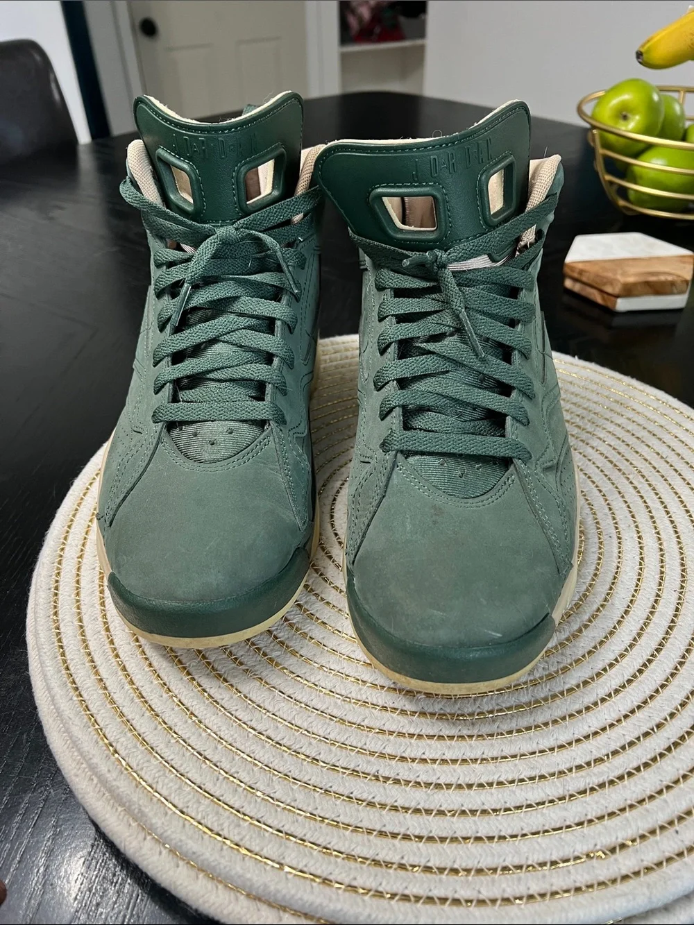 Jordan Men's High-Top Sneakers in Dark Green and Cream